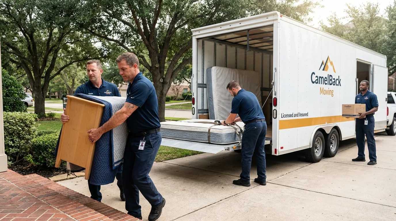 Crew loading residential truck for cross-state move from Swanquarter, NC