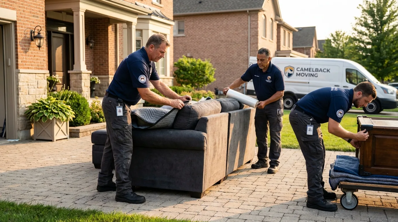 Large estate moving crew wrapping furniture in Swanquarter, NC